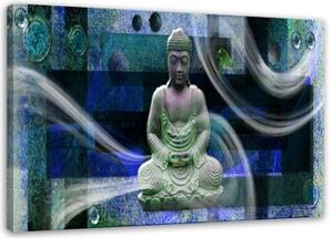 Obraz na plátně Buddha Feng Shui modrý - 100x70 cm