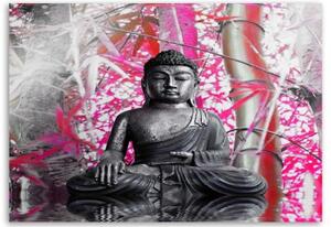 Obraz na plátně Buddha Bamboo Pink - 60x40 cm