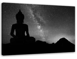Obraz na plátně Aurora Buddha černobílý - 100x70 cm