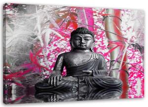 Obraz na plátně Buddha Bamboo Pink - 120x80 cm