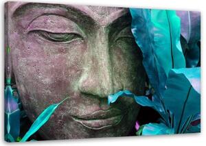 Obraz na plátně Buddha a tyrkysové listy - 120x80 cm