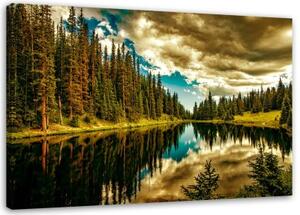 Obraz na plátně Lesní horské jezero Příroda - 100x70 cm