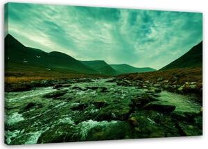 Obraz na plátně Horská krajina zelená - 120x80 cm