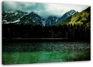 Obraz na plátně Jezero Mountains Lesní mlha - 120x80 cm