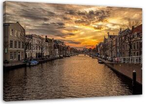 Obraz na plátně Říční město Amsterdam - 60x40 cm