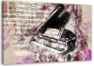 Obraz na plátně Piano abstraktní fialové Vintage - 100x70 cm