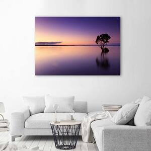 Obraz na plátně Přírodní strom Fialové jezero - 100x70 cm