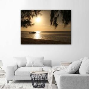 Obraz na plátně Pláž Hnědý západ slunce - 60x40 cm