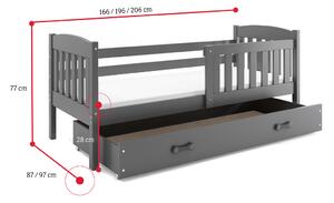 Detská posteľ FLORENT P1 + ÚP + matrac + rošt ZADARMO, 80x160 cm, grafit, biela