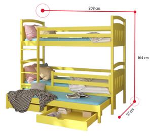 Detská poschodová posteľ SALDO + 3x matrac, 90x200/90x190, biela