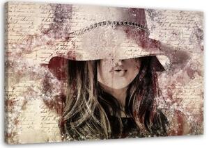 Obraz na plátně Žena s kloboukem - 120x80 cm