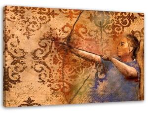 Obraz na plátně Lukostřelkyně RETRO VINTAGE - 100x70 cm