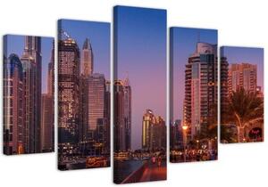 Obraz na plátně pětidílný Noci v Dubaji City - 100x70 cm