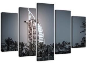 Obraz na plátně pětidílný Hotel Burj al-Arab v Dubaji - 150x100 cm