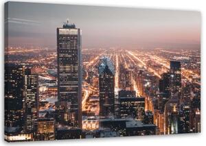 Obraz na plátně Noční město mrakodrapů - 100x70 cm
