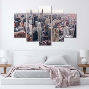Obraz na plátně pětidílný, Mrakodrapy v Chicagu - 100x70 cm