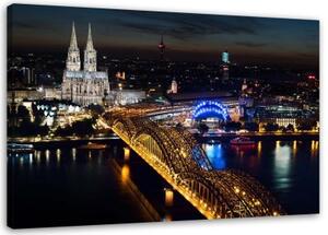 Obraz na plátně Kolín nad Rýnem v noci - 120x80 cm