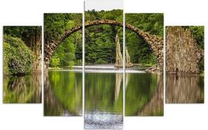 Obraz na plátně pětidílný Old Bridge Lake Forest - 100x70 cm