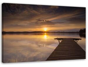 Obraz na plátně Most k jezeru při západu slunce - 90x60 cm