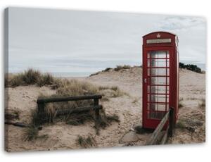 Obraz na plátně Telefonní budka Beach London - 100x70 cm