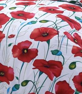 Obliečky deluxe bavlnené Poľné maky červené 200x140cm+90x70cm TiaHome