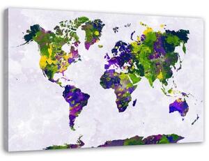 Obraz na plátně Malovaná mapa světa Office - 100x70 cm