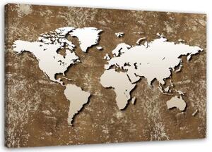 Obraz na plátně Abstrakce mapy světa hnědá - 90x60 cm
