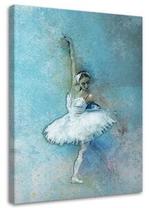 Obraz na plátně Bílá baletka tyrkysový - 40x60 cm