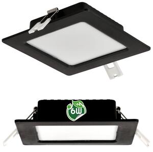 BERGE Štvorcový LED panel čierny - zapustený - 6W - PC - neutrálna biela