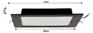 BERGE Štvorcový LED pabel zapustený - čierny - 18W - PC - neutrálna biela