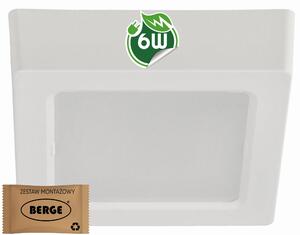BERGE Štvorcový LED panel biely - prisadený - 6W - PC - neutrálna biela