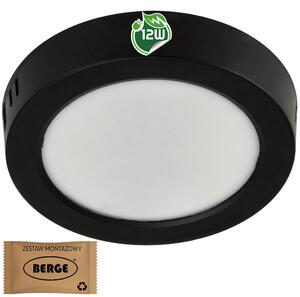 BERGE Okrúhly LED panel prisadený - čierny - 12W - PC - neutrálna biela
