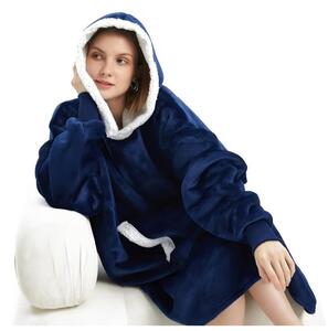 VERK Deka s rukávmi a kapucňou Huggle Hoodie - blue