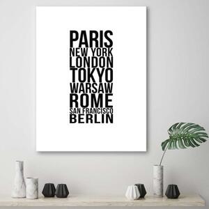 Obraz na plátně Nápis Paris London Tokyo - 40x60 cm
