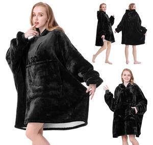 VERK Deka s rukávmi a kapucňou Huggle Hoodie - black