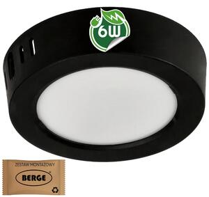 BERGE Okrúhly LED panel čierny - prisadený - 6W - PC - neutrálna biela