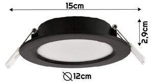 BERGE Okrúhly LED panel zapustený - čierny - 6W - PC - neutrálna biela