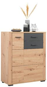 SKRINKA NA TOPÁNKY, antracitová, farba duba, 85/105/38 cm Xora - Skrine, regály & police na topánky