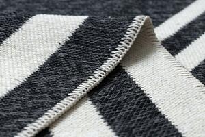 Obojstranný šnúrkový ekologický koberec TWIN 22990S rámom, so strapcami, krémovo - čierny
