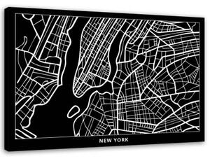 Obraz na plátně Mapa New Yorku - 120x80 cm
