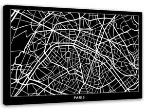Obraz na plátně Mapa města Paříž - 100x70 cm
