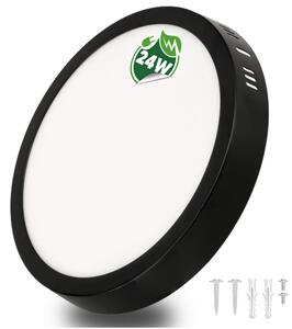 BERGE Prisadený okrúhly čierny LED panel 24W EMC - neutrálna biela