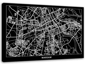 Obraz na plátně Varšava Mapa města - 100x70 cm