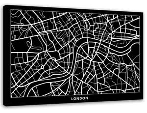 Obraz na plátně Mapa města Londýn City - 90x60 cm