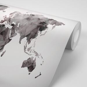 Samolepiaca tapeta polygonálna mapa sveta v čiernobielom