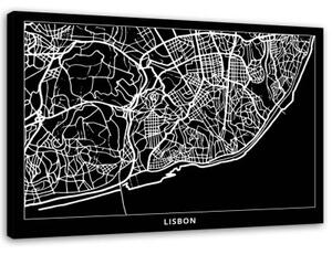 Obraz na plátně Plán města Lisabon - 100x70 cm