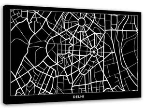 Obraz na plátně Dillí Mapa města - 120x80 cm