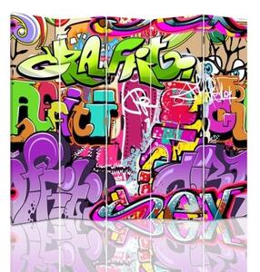 Ozdobný paraván Graffiti - 180x170 cm, päťdielny, klasický paraván
