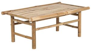 Konferenčný stolík svetlé bambusové drevo masív 80 x 45 cm obdĺžnikový interiérový a exteriérový nábytok rustikálny dizajn