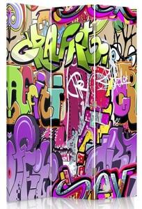 Ozdobný paraván Zneužívání graffiti - 110x170 cm, trojdielny, klasický paraván